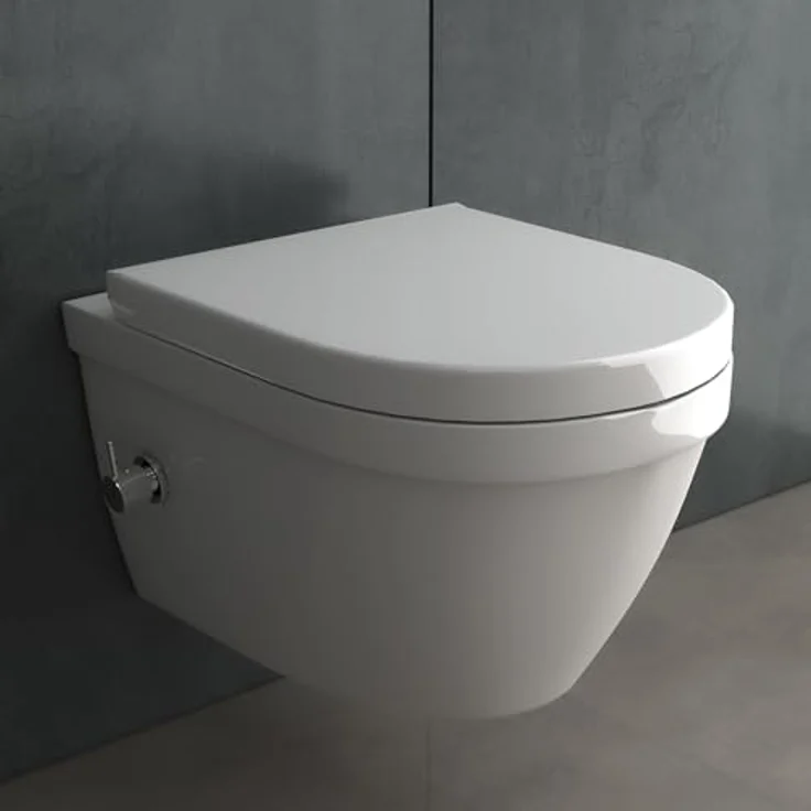 Alpenberger Spülrandloses WC mit Bidet Funktion | Dusch WC | Kloschüssel mit Armatur und Taharet Muslugu | Toilettendeckel mit Absenkautomatik | Hänge WC Toilette Passend Geberit (8250 U) – Bild 1