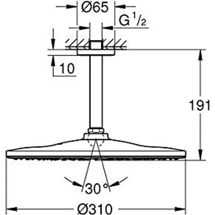Grohe Rainshower Mono 310 EcoJoy, Duschbrause Set mit 31 cm Deckenbrause, chrom, 9 l/min, DreamSpray, SpeedClean Antikalksystem – Bild 3