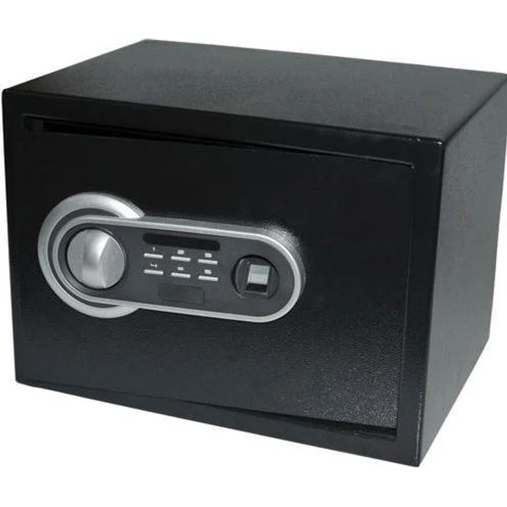 pavo Tresor, dunkelgrau, mit Fingerabdruckschloss, kompakte Größe 35,0 x 25,0 x 25,0 cm, inklusive Dokumentenkassette und Befestigungsmaterial