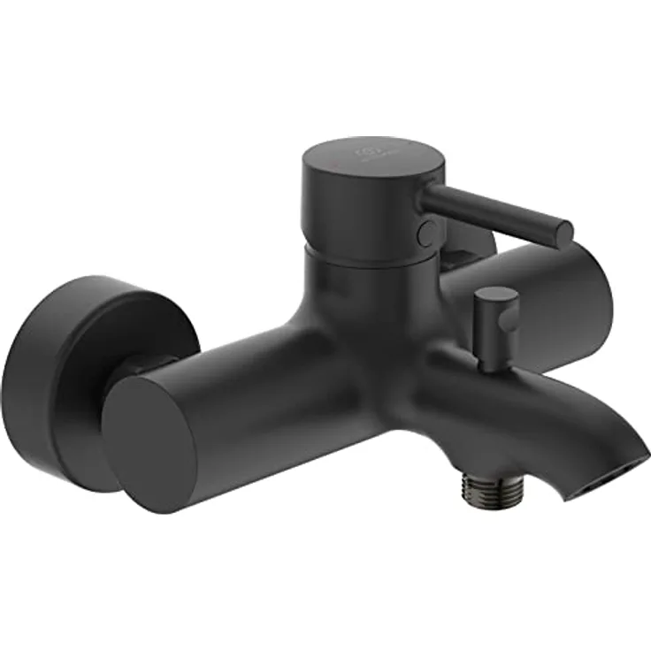 Ideal Standard Badearmatur Ceraline AP Alpha, Duscharmatur in Silk Black, mit Metallgriff und 20 l/min Durchfluss, manuelle Temperaturregelung