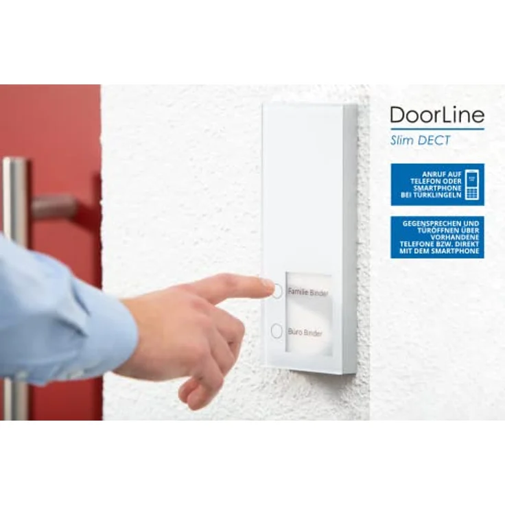 DoorLine Slim Dect Funk Schwarz Türsprechanlage, Klingel, Funkklingel, Türöffner anschließbar, Haustelefon und Handy als Gegensprechanlage, Aufputz auf Standard Unterputzdose. – Bild 4