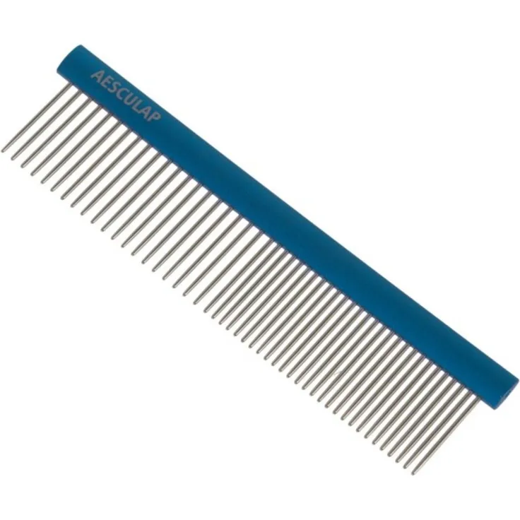"Kerbl Fellkamm Aesculap Fellkamm mit Aluminiumgriff Länge 192 mm VH404, Tierfellpflege, Aluminiumgriff, mittlere und grobe Zahnung"