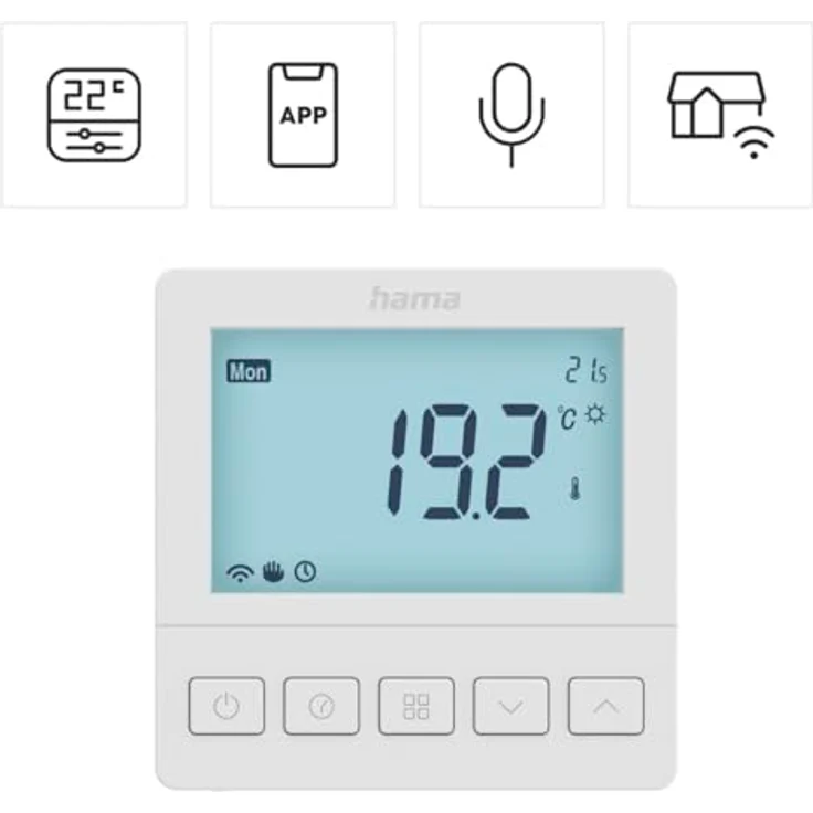 Hama Raumthermostat Fußbodenheizung, programmierbar, Smart Home Thermostat mit App-Steuerung für Android, iOS, Alexa, Google Assistant, Siri, Unterputz, weiß – Bild 2