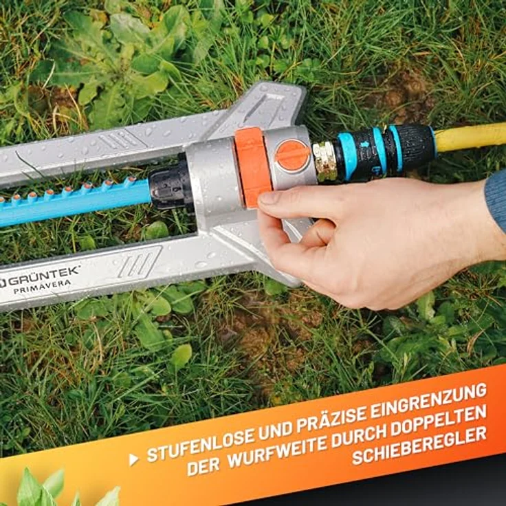 GRÜNTEK Metall Oszillations-Rasensprenger, Sprinkler mit Turbo-Motor für bis zu 352 m², flexibler Bewässerungsbereich für mittlere bis große Flächen – Bild 4
