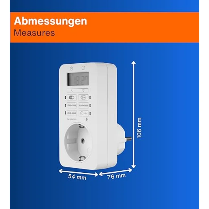 REV Zeitschaltuhr Easy+, digitale Zeitschaltuhr mit LCD-Display, weiß, mit integriertem Akku und erhöhtem Berührungsschutz – Bild 6