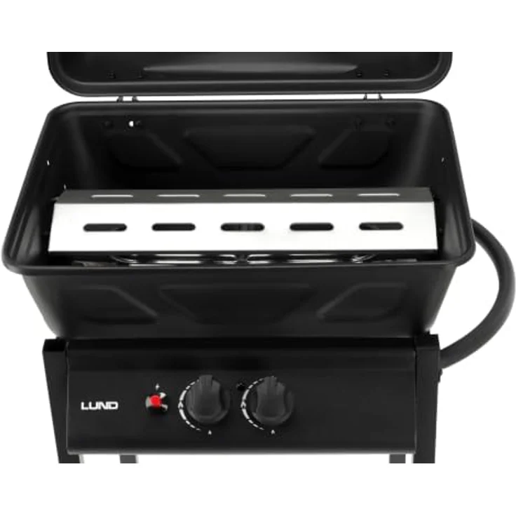 LUND Gasgrill 5,5 kW, 2 Brenner aus Stahl, kompakt mit Piezo-Zünder und verchromtem Rost, 60 × 53 × 102 cm – Bild 7