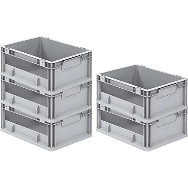 SparSet 5x Eurobox NextGen Insight | HxBxT 17x30x40cm | 16 Liter | Seite offen | Eurobehälter, Transportbox, Transportbehälter, Stapelbehälter