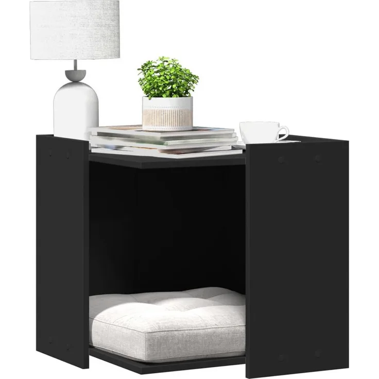 vidaXL Katzentoilette, Katzenklo Schwarz 53x53x51 cm Holzwerkstoff, Platzsparendes und vielseitig einsetzbares Katzenmöbel