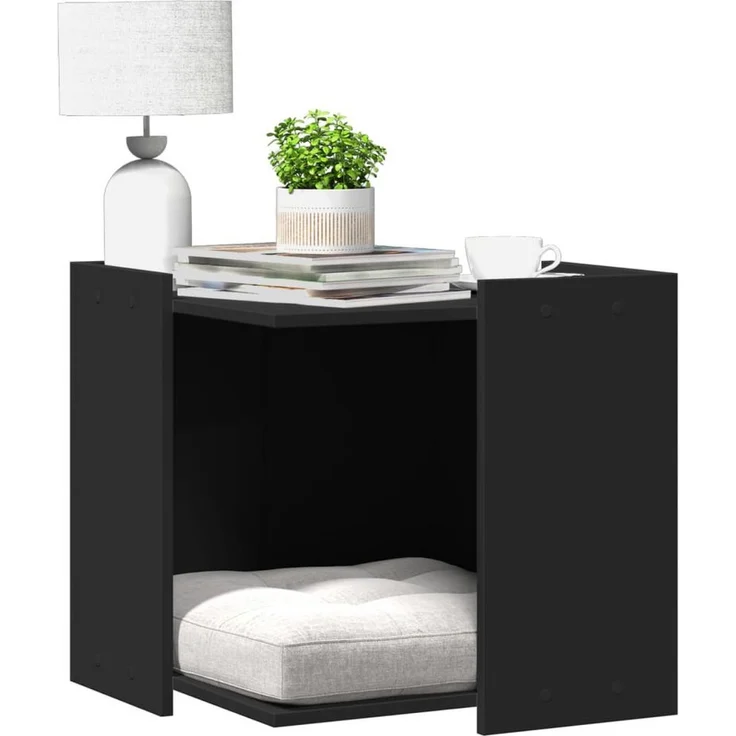 vidaXL Katzentoilette, Katzenklo Schwarz 53x53x51 cm Holzwerkstoff, Platzsparendes und vielseitig einsetzbares Katzenmöbel – Bild 1