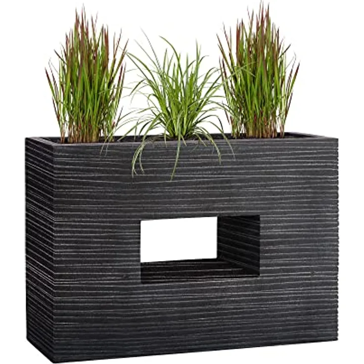 Pflanzwerk® VISTA Premium Hochbeet Pflanzkübel, Rechteckig aus Fiberglas mit Lotus-Effekt, Frostbeständig, Handgefertigt, 20-25 Liter