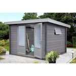 FINNHAUS WOLFF WPC Gerätehaus Bella 2924 28 Grau, aus Holz/Kunststoff, 28 mm Wandstärke, wetterfest & pflegeleicht