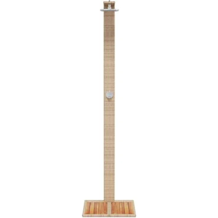 vidaXL Gartendusche aus Beige Poly Rattan und Akazienholz, freistehende Dusche mit drehbarer Brause – Bild 8