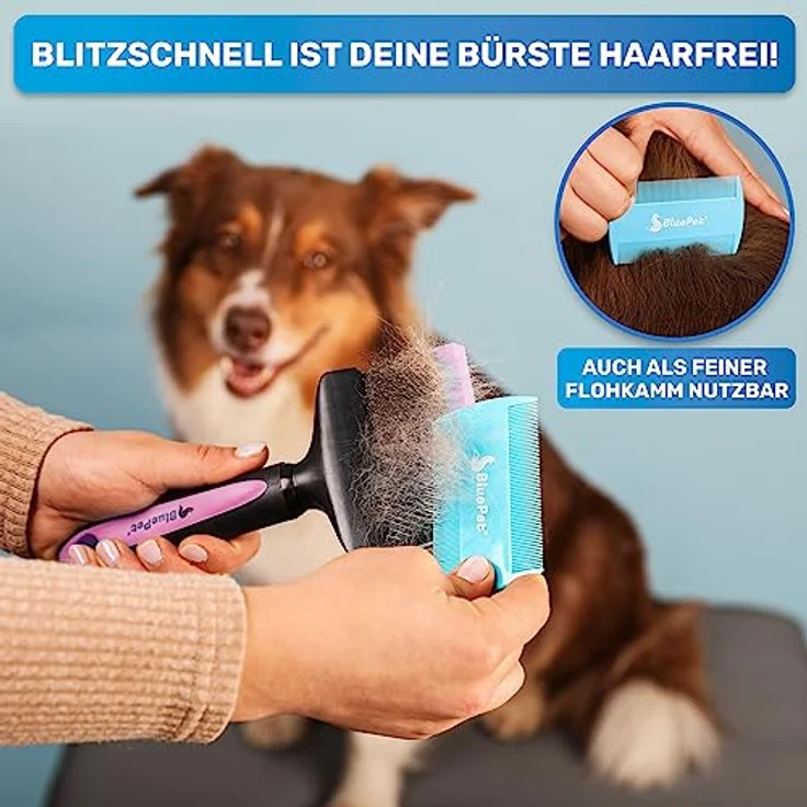 BluePet "ZupfZeug Pro" Professionelle Hundebürste Langhaar - Zupfbürste für Hunde und Katzen - Entfernt sanft Unterwolle, Verfilzungen & Knoten – Bild 4