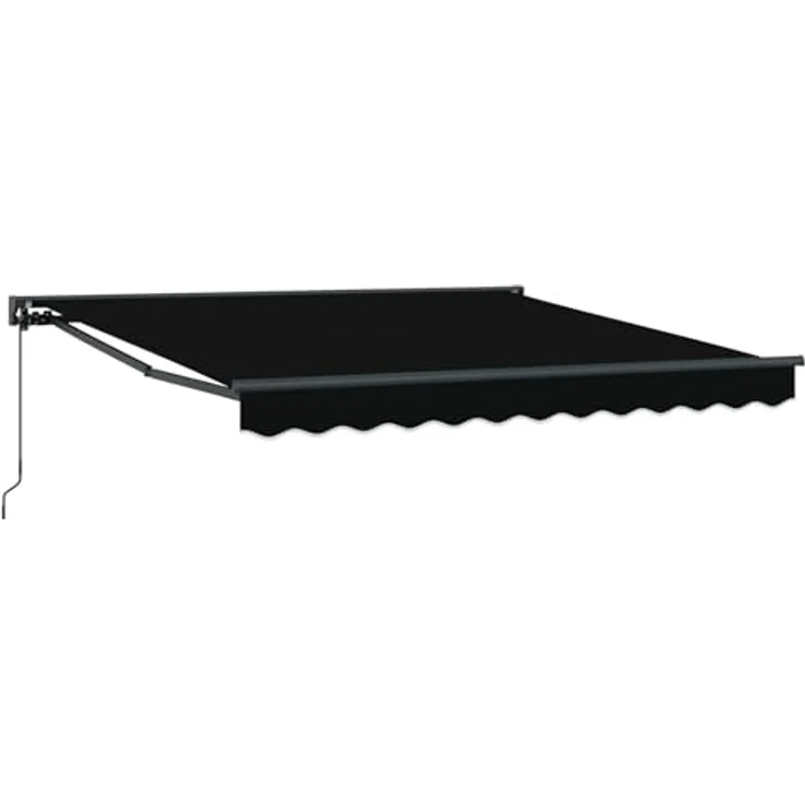 vidaXL Handbetriebene, ausziehbare Markise, schwarz, 3,5x2,5m, UV- und wasserabweisend, pulverbeschichteter Aluminiumrahmen, ideal für Terrassen – Bild 1