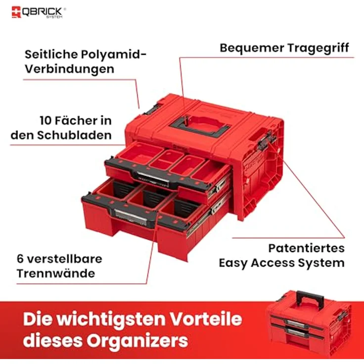 QBRICK System Werkzeugkoffer Qbrick System PRO Drawer 2 Toolbox 2.0 Expert RED ULTRA HD Custom - Werkzeugkoffer mit individuell anpassbarem Schubladen-System – Bild 5
