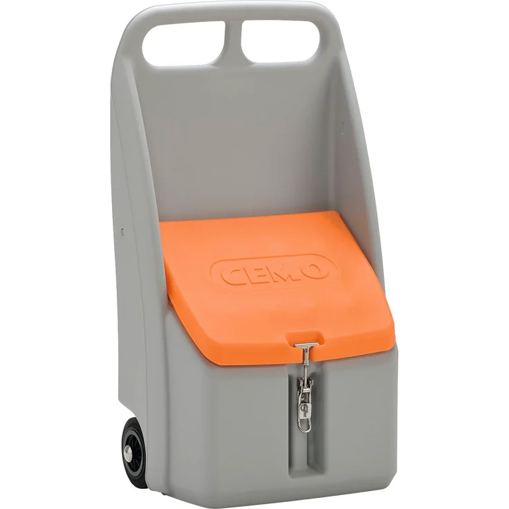 Cemo Streuwagen "Go-Box", 70 l, aus PE (Polyethylen), mit 2 Gummirädern und ergonomischem Handgriff, abschließbar, 59 x 107 x 39 cm