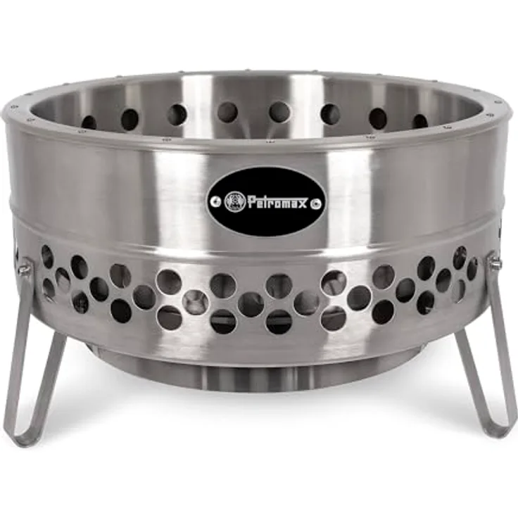 Petromax Tyropit Feuerschale - Feuerkorb für Garten und Camping, Edelstahl, mit Hitzeschild, 34,9 x 57 x 57 cm