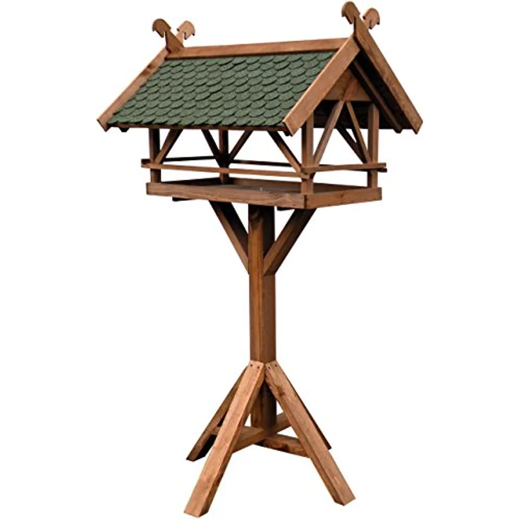 LUXUS-VOGELHAUS 49005e Vogelvilla XXL - Vogelfutterhaus Westfalen - Vogelhaus inkl. Ständer - Futterstation aus Holz mit Bitumen 78 x 62 x 148 cm - Dunkelbraun – Bild 1