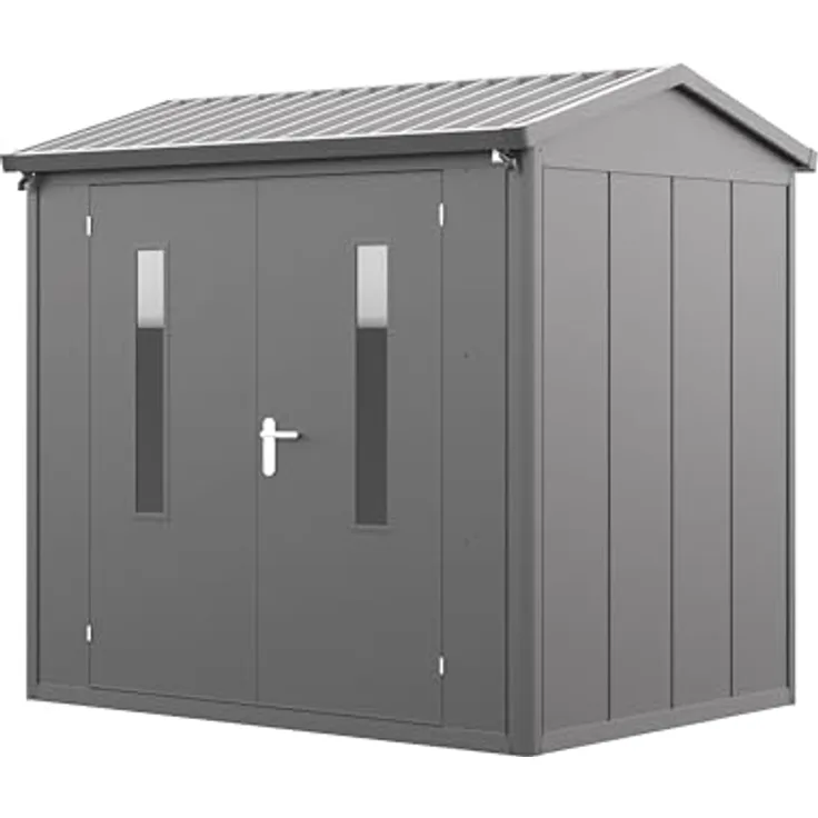 GFP Primeyard Gerätehaus Metall Gartenhaus 228x180x231 cm Geräteschuppen Satteldach anthrazit, robust und langlebig, hohe Stabilität