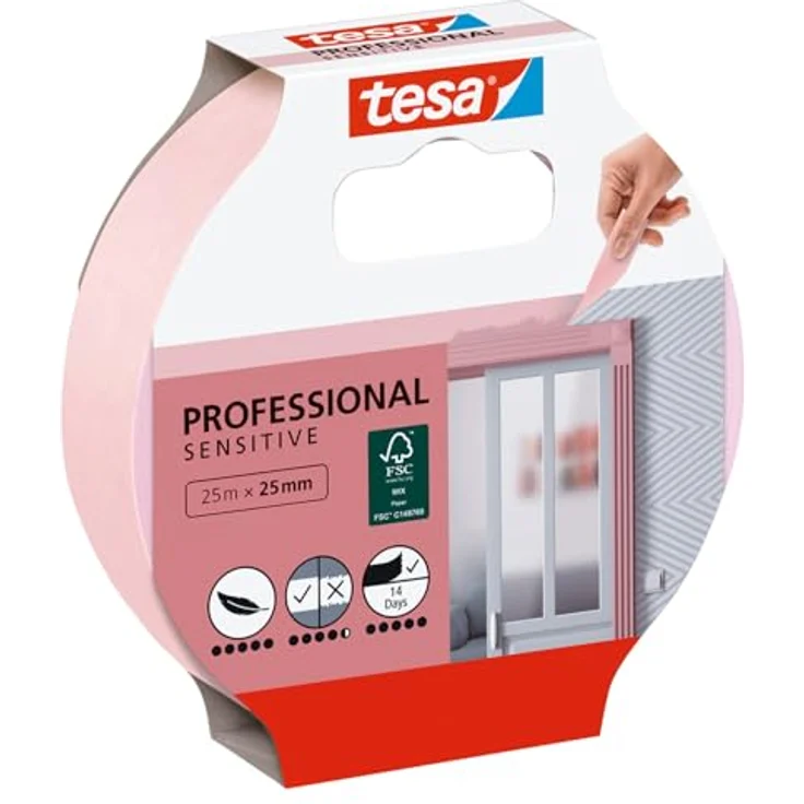 tesa 56260-00000 56260 Malerband Tapeten, Rosa, 25m : 25mm – Bild 2