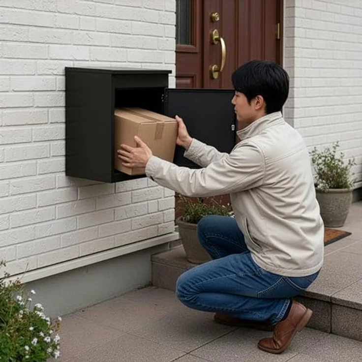 relaxdays Paketbriefkasten Paketbox, abschließbar für Boden- & Wandmontage, wetterfest, schwarz – Bild 3