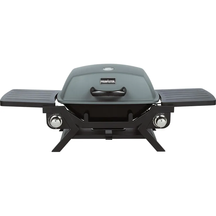 Primaster Tisch-Gasgrill CityFlame, 2 Brenner mit 47 x 35 cm Grillfläche, schwarz, inkl. Thermometer und Gaskartuschenhalterung