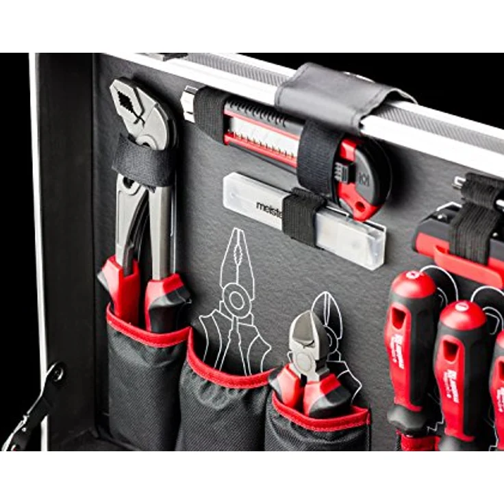 Meister Werkzeugkoffer 121-teilig - Stabiler Alu-Koffer - Werkzeug-Set - Für Haushalt, Garage & Werkstatt - Profi Werkzeugkoffer befüllt - Werkzeugkiste - Werkzeugbox komplett mit Werkzeug - 8971460 – Bild 4