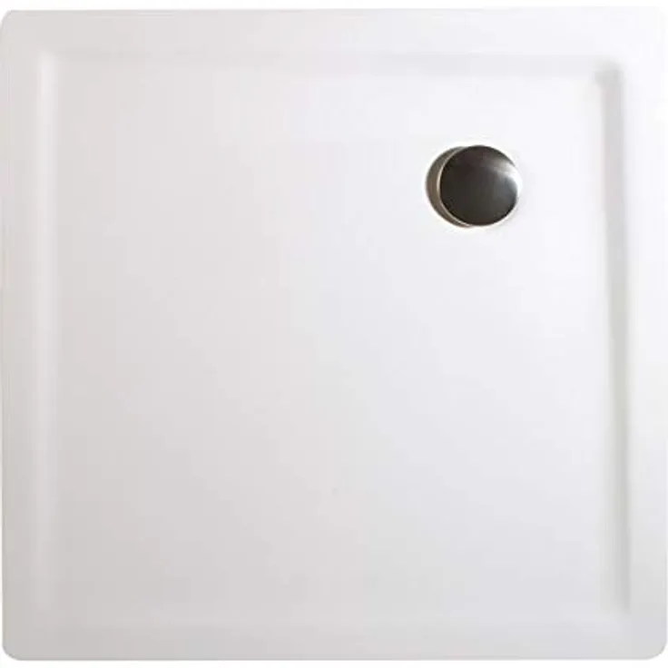 Schulte EP212090 04 Duschwanne extra-flach Quadrat, 90 x 90 cm, Mineralguss, alpinweiß, inkl, Füße und Ablauf, für bequemen Einstieg