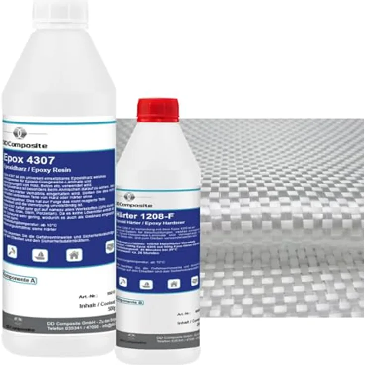 DD Composite 750g GFK Epoxidharz mit 1m² Rovinggewebe 300g/m², hohe Chemikalienbeständigkeit, lösemittelfrei, Leinwandbindung