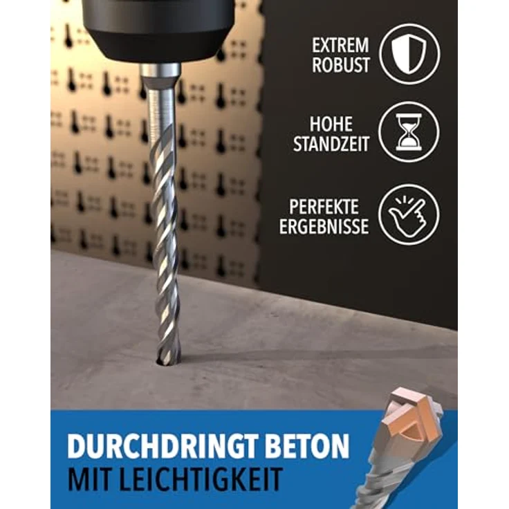 STONE REEF SDS Plus Betonbohrer Set, 7-teilig inkl. Kassette, Ø 5-12 mm, Profi Bohrset für Beton, Stein & Mauerwerk, hohe Standzeit, Karbidstahl Kreuzschneiden – Bild 3
