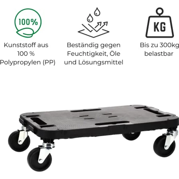 GarPet Transportroller Schwerlast mit Griff, Rollbrett für Werkstatt und Möbeltransport, schwarz, erweiterbar, kugelgelagerte Stahlräder – Bild 4