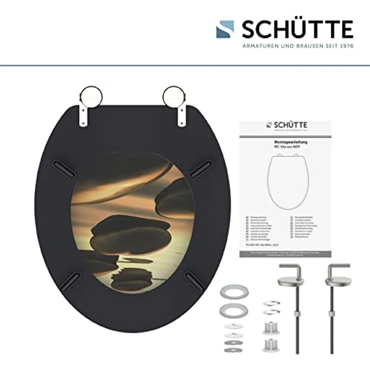 Schütte MDF WC-Sitz Sea Stone, langlebiger Toilettendeckel mit hygienischer Oberfläche und einfacher Montage – Bild 6