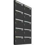 AL Briefkastensysteme Basic 10er Briefkasten RAL 7016 Anthrazit Grau/Einwurfklappe RAL 9006 Weiß Aluminium 10 Fach DIN A4 wetterfest mit Posthaltebügel und 2 Namensschildern