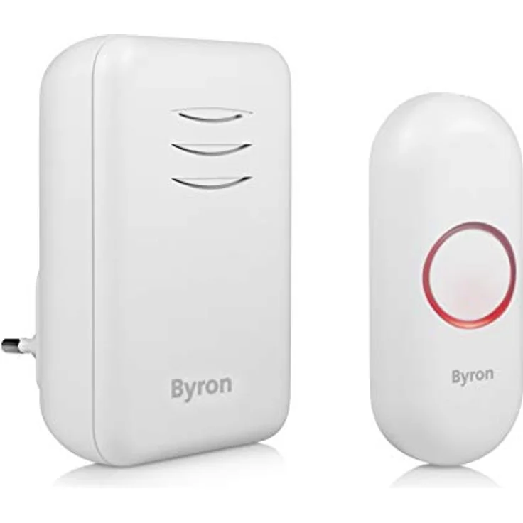 Byron DBY-22312 Funk-Türklingel-Set, 16 Melodien & bis zu 150 Meter Reichweite, bis zu 6 Türklingeln anschließbar, 5 Stufen Lautstärke, Klingeltaster mit Batterie und Steckdosen-Türklingel – Bild 2