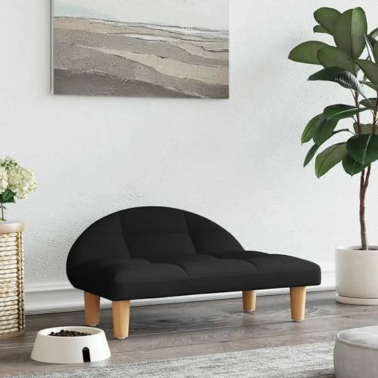 vidaXL Hundematratze Schwarzes Haustier-Sofa aus massivem Kiefernholz, 70 x 52 x 30 cm – Bild 2