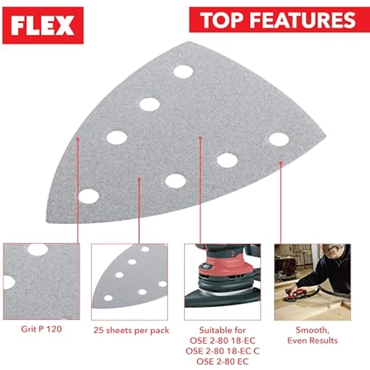 FLEX Schleifpapier Universal, P 120 für Holz und Wände, 150 mm x 100 mm, 25 Stück set – Bild 2