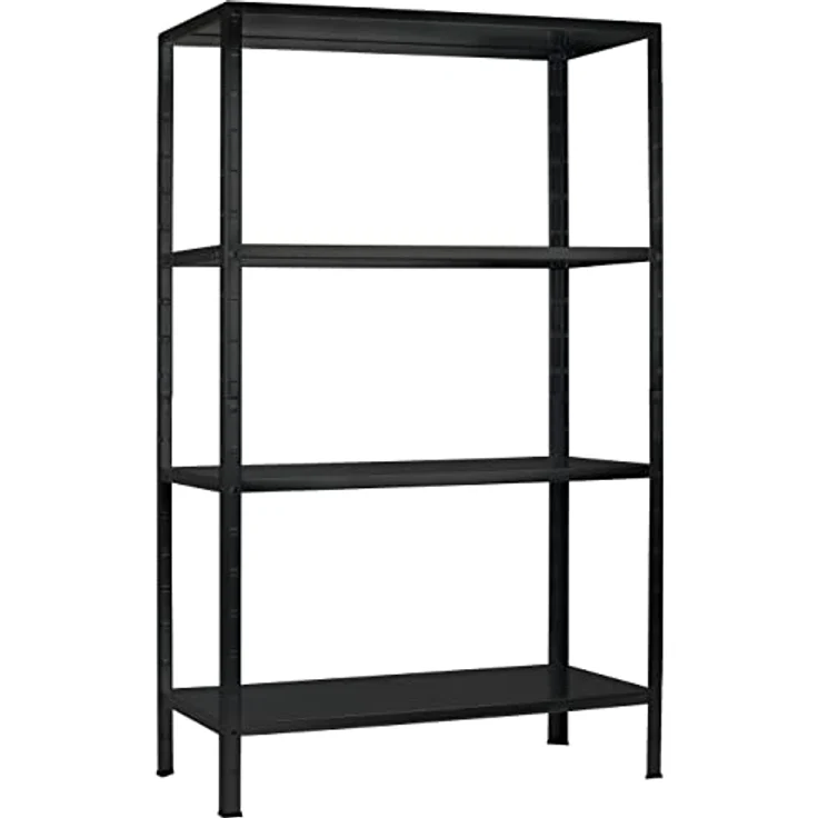SCHULTE Regalwelt Stecksystem-Grundregal, 4 Fachböden, 1800x1200x400, schwarz – Bild 1
