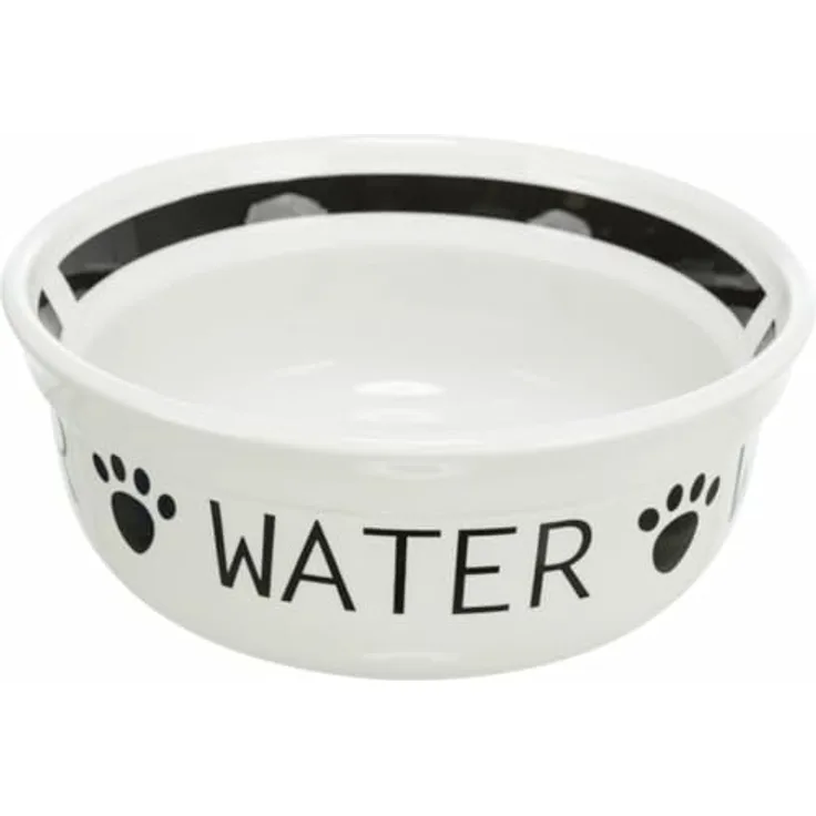 TRIXIE Futternapf Keramiknapf Water weiß/schwarz, Hundenapf mit stilvollem Design