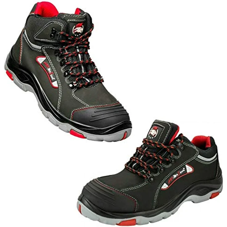 Artmas Arbeitsstiefel S3 BTNRED, Leder mit Stahlkappe und rutschfester Sohle in Schwarz-Rot – Bild 1