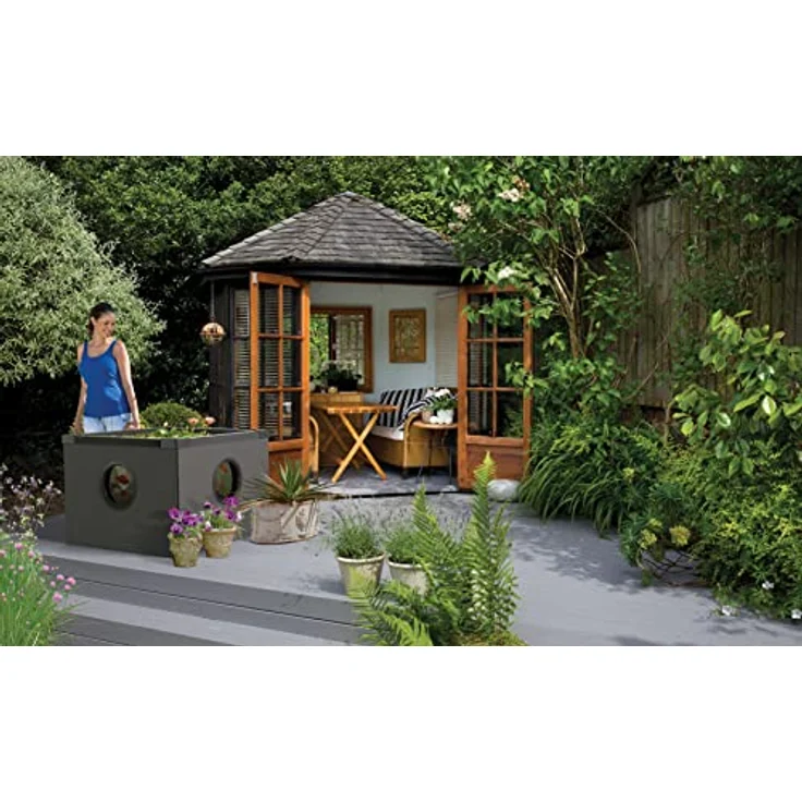 Hozelock Terrassenteich mit Flechtwänden, Outdoor Aquarium 100 x 100 x 70 cm inkl. Fenster, Schwarz – Bild 4