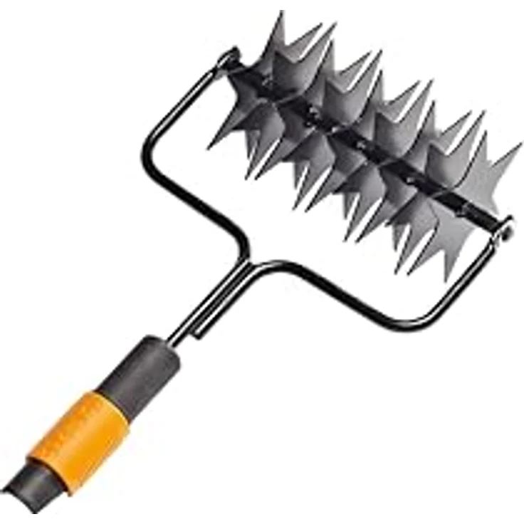 Fiskars Gartenhacke QuikFit Sternfräse, 20,5cm breit, gehärteter Stahl, 512g, 9 Blätter, schwarz – Bild 1