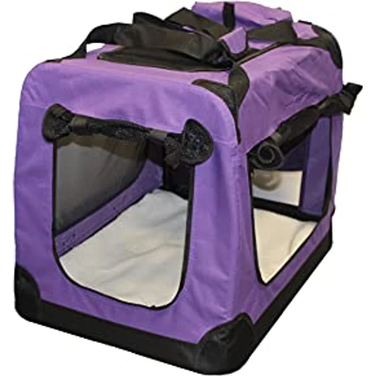 walexo Faltbare Hundebox Hundetransportbox Katzentransportbox Katzenbox (LILA, S) - Metallverstärkung, Oxford Gewebe, 3 Türen, Platzsparend – Bild 3