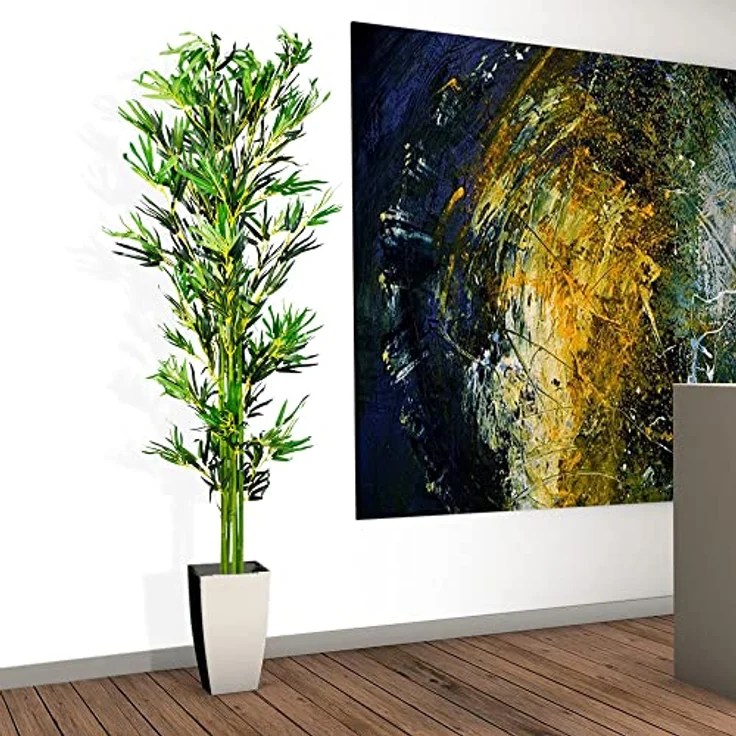 Decovego Bambus Kunstpflanze mit Echtholzstamm - 180 cm Innendekoration, Deko Bambusbaum Bamboo, künstliche Pflanze – Bild 5