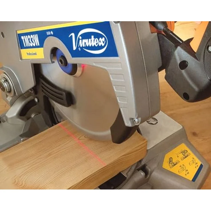 Virutex TM33W Tisch-Kappgehrungssäge, präzise und tragbare Maschine für Schnitte bis 200 x 45 mm, neigbar 0-45° und beidseitig schwenkbar, inkl. patentierter Motorbremse und Sicherheitssteuerung – Bild 3