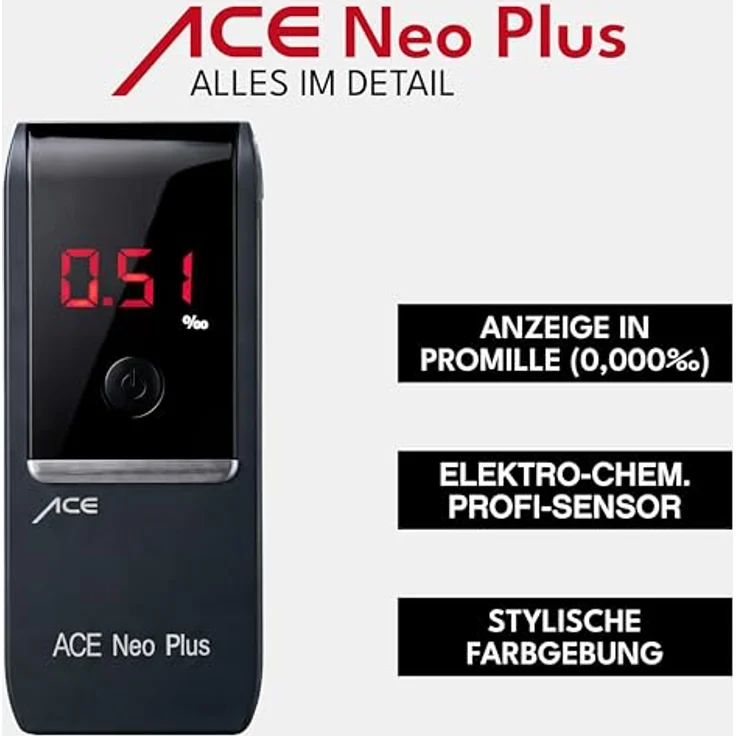 ACE A Neo Alkoholtester Navy 0 bis 4 inkl. Display – Bild 6