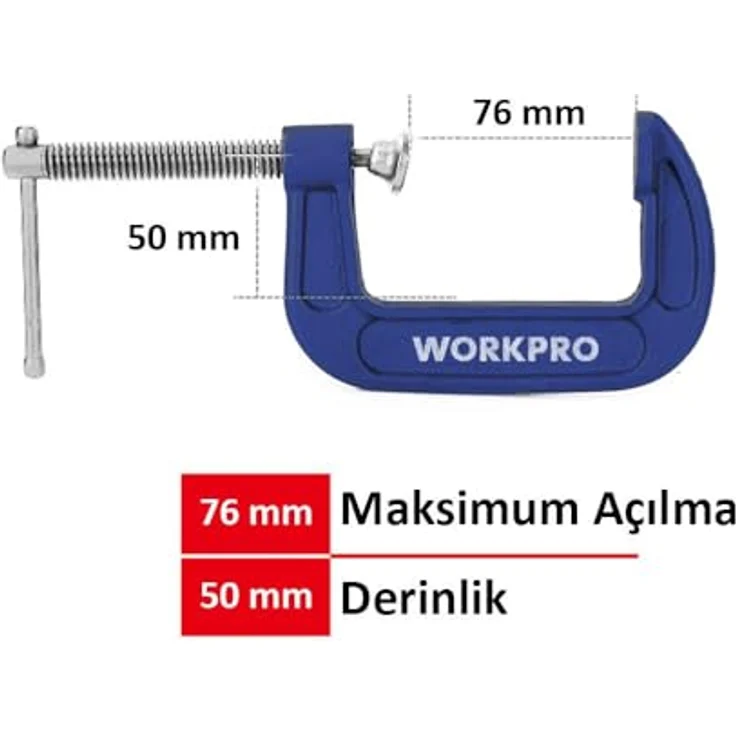WorkPro Schraubzwinge, ideal für Holz- und Metallbearbeitung – Bild 2