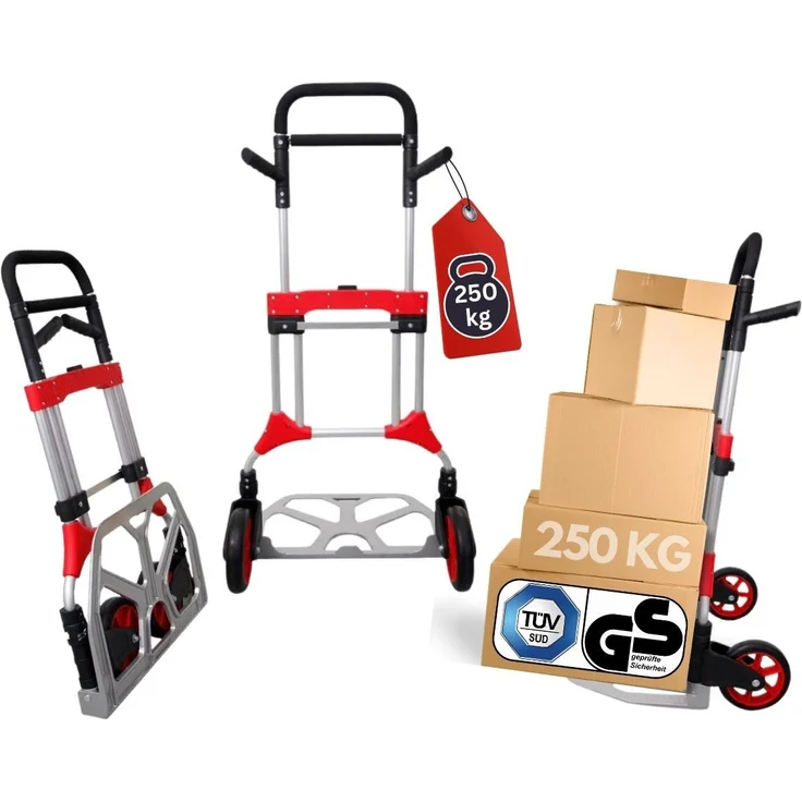PROREGAL® Sackkarre ELEPHANT Tragkraft 250kg Alurahmen ergonomische Griffe Gummiräder, robuste Konstruktion für vielseitigen Einsatz, klappbare Profi-Sackkarre – Bild 1