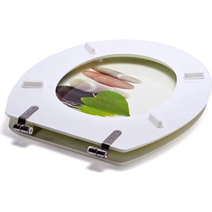 MSV WC-Sitz Lingga, MDF mit Edelstahl-Scharnieren, 42,5 cm x 36,5 cm x 5 cm, mehrfarbig, hygienische Oberfläche, feuchtigkeitsbeständig – Bild 4