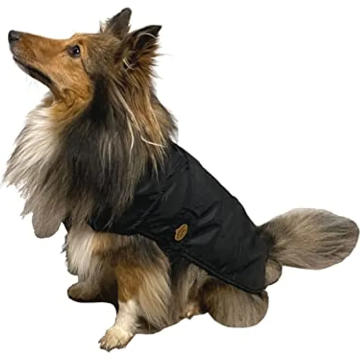 Fashion Dog Hunde-Regenmantel mit Fleecefutter - Schwarz - 55 cm