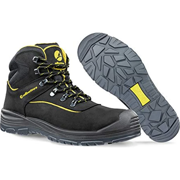 Albatros GRAVEL MID Sicherheitsschuh, multifunktional mit rutschfester TPU-Laufsohle, schwarzes Vollrindleder – Bild 3